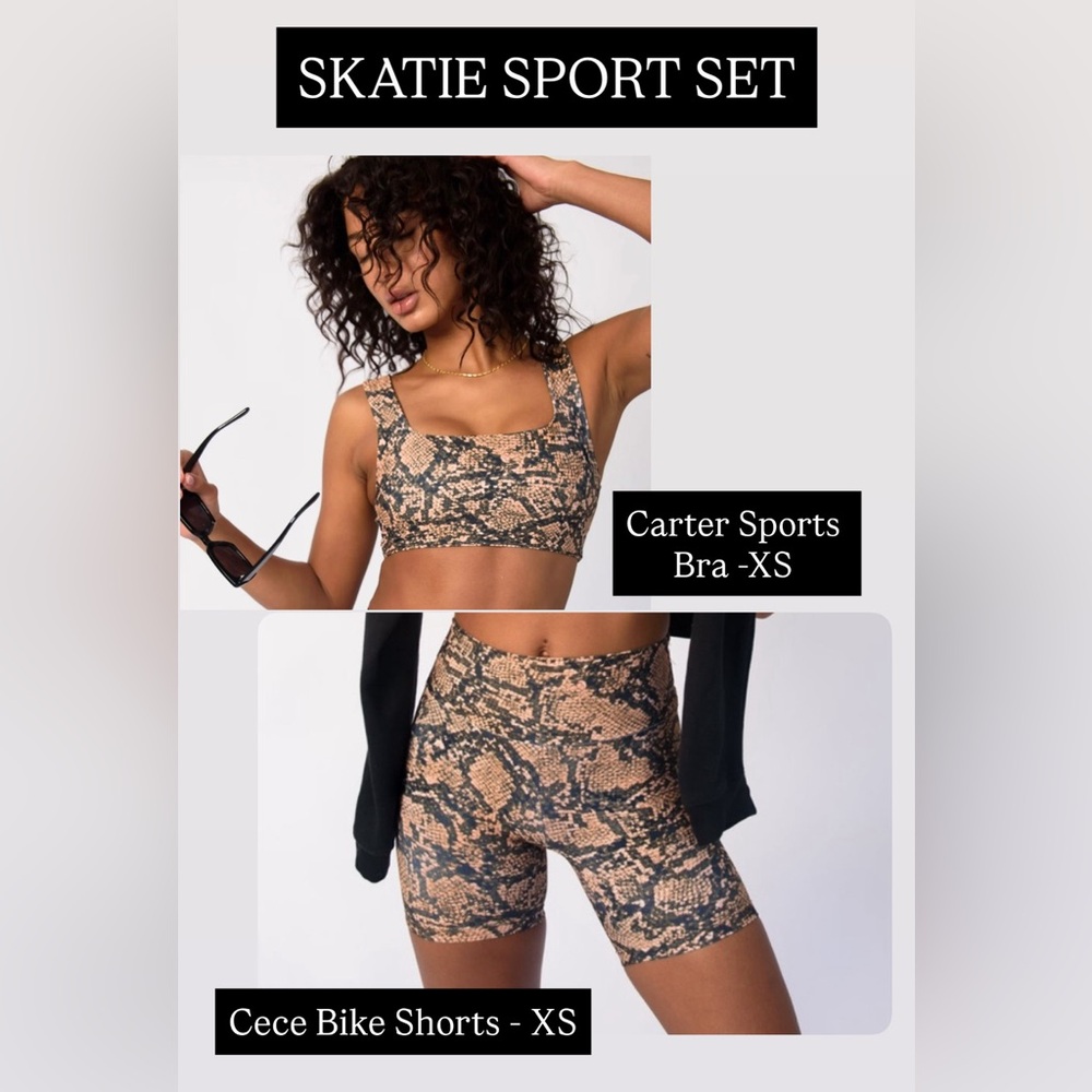 NEW SET - SKATIE SPORT - Carter Sports Bra & Cece Bike Shorts in Arizona Snake